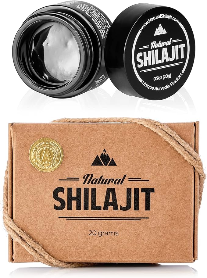NATURAL SHILAJIT Resin - 20 Gram Shilajit Supplement with Fulvic Acid & Trace Minerals & Shilajit Honey Sticks 7 Count