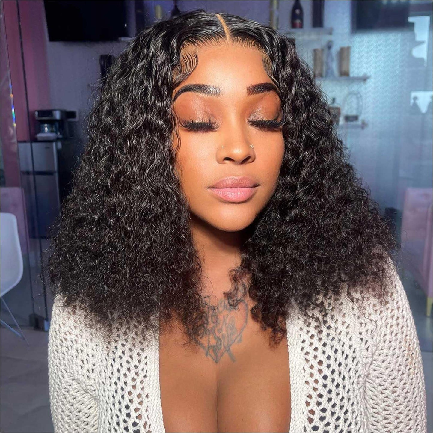 Huiwanyan Deep Wave Bob Wig Human Hair Curly Human Hair Wig 13X4 Hd Lace Front Wigs For Black Women Deep Curly Lace Front Wigs H