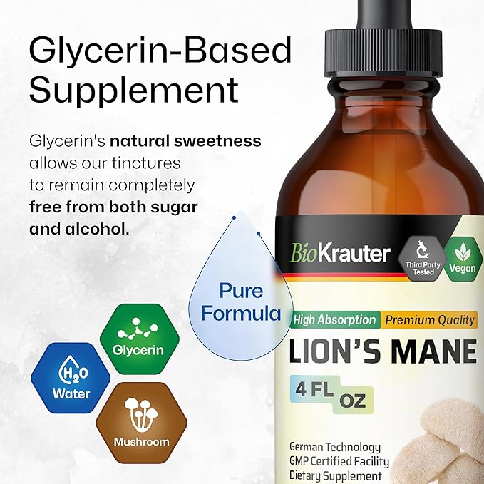 BIO KRAUTER Lion's Mane Tincture 4 Fl. Oz. & Sea Moss Tincture 4 Fl. Oz.
