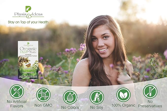 Oreganic Plus Mastic - Oregano Essential Oil Capsules & Chios Mastic Gum Oil - Wild Oregano Oil Capsules Organic - Immune Booster and Intestinal Support - Non-GMO - 30 Count Blister