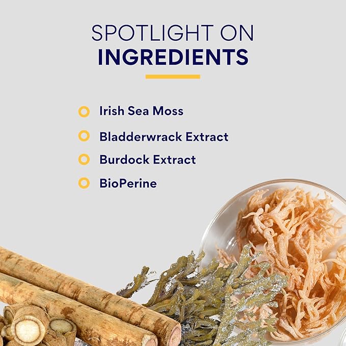 Research Verified Irish Sea Moss - Bladderwrack, Burdock, BioPerine - Rich in Prebiotics - Boost Immunity, Aid Digestion - 360 Capsules - Vegan - Made in The USA