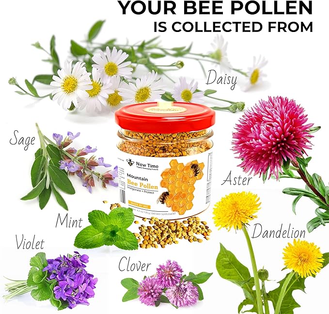 Bee Pollen Granules for Women - Organic Dietary Supplement - Morning Energy Boost 120g (4.2oz)