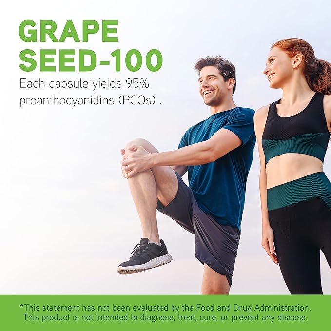 DAVINCI Labs Grape Seed-100 - Dietary Supplement to Support Immune System, Vascular Function and Healthy Skin* - with 100 mg Grape Seed Extract per Serving - Gluten-Free - 90 Vegetarian Capsules