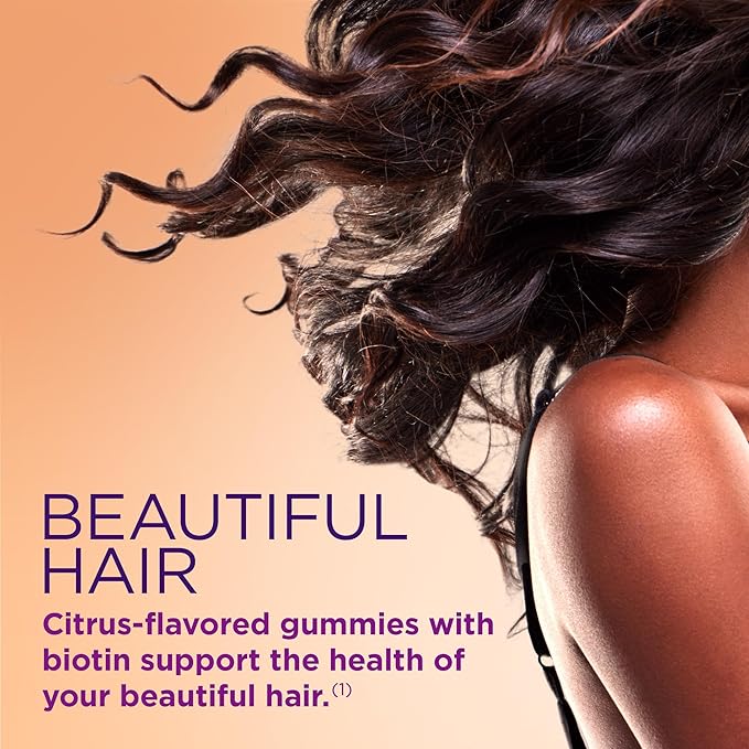 Nature's Bounty Optimal Solutions Hair, Skin & Nails with Biotin and Collagen, Citrus-Flavored Gummies Vitamin Supplement, 2500 mcg, 80 Ct (Pack of 2)