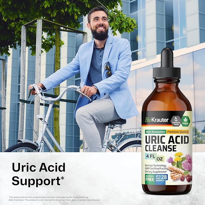 BIO KRAUTER Alcohol Detox Tincture 2 Fl. Oz. & Uric Acid Support Tincture 4 Fl. Oz.