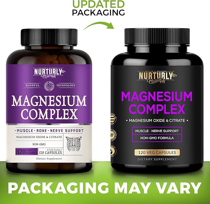 Magnesium Citrate & Oxide 500mg Complex Supplement - High Absorption Maximum Strength - Helps Support Bone Density and Strength, Muscles, Energy and Sleep - 360 Vegan Capsules