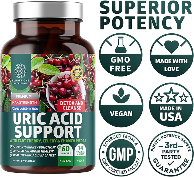 Number One Nutrition N1N Premium Uric Acid Support and Men's Multivitamins, All Natural Supplements to Support Energy Levels, Prostate Health and Urinary Tract Functions, 2 Pack Bundle