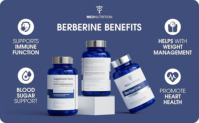 Berberine Supplement 1200mg HCI - 60 Capsules, 3rd Party Lab Tested, Non-GMO, GMP Certified - Supports Metabolic Health & Overall Wellness
