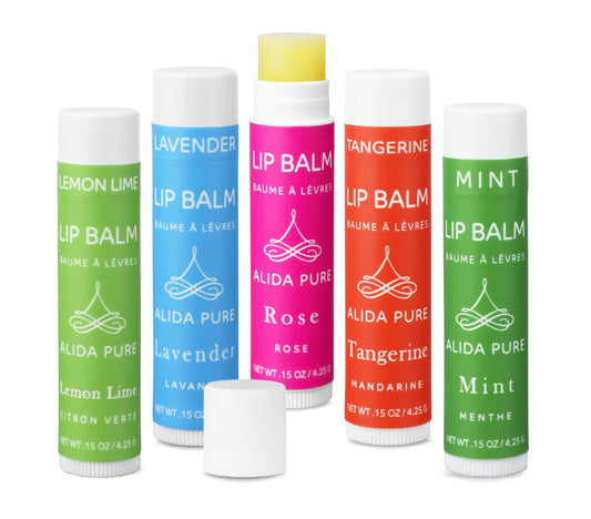 Alida Pure Aria Lip Balm Collection, Vegan Lip Balm Set, Beeswax Free, With Avocado Oil, Organic Jojoba Oil, And Vitamin E, Natu