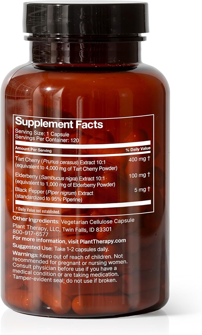 Plant Therapy Brain Boost & Tart Cherry with Elderberry Herbal Supplement Capsules