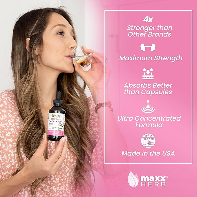 Maxx Herb Valerian Root Extract - Max Strength, Liquid Valerian Root Absorbs Better Than Capsules, for Relaxation and Restful Sleep, Alcohol-Free - 4 Oz Bottle (60 Servings)