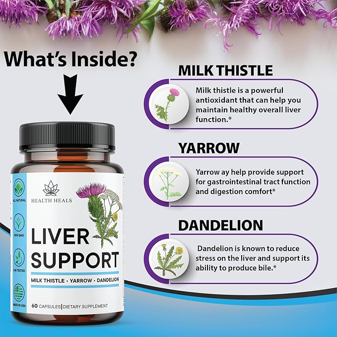 Liver Cleanse & Repair Formula - Herbal Liver Support Supplement with Milk Thistle Dandelion Root Turmeric, Artichoke Extract for Liver Health - 120 Count