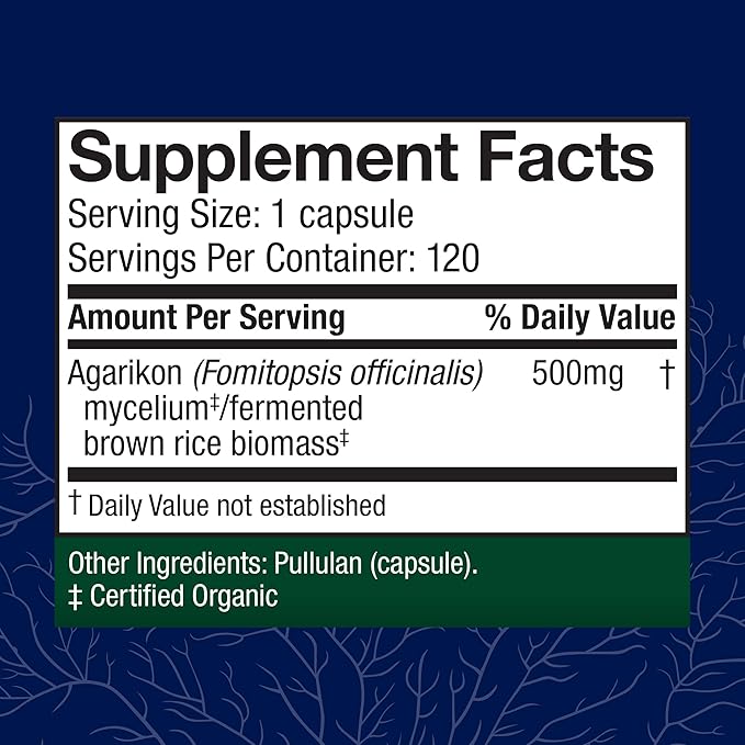 Host Defense Agarikon Capsules - Immune System Support Supplement - Mushroom Supplement to Aid Immune Functions & Cell Strength - Herbal Dietary Supplement - 120 Capsules (120 Servings)*