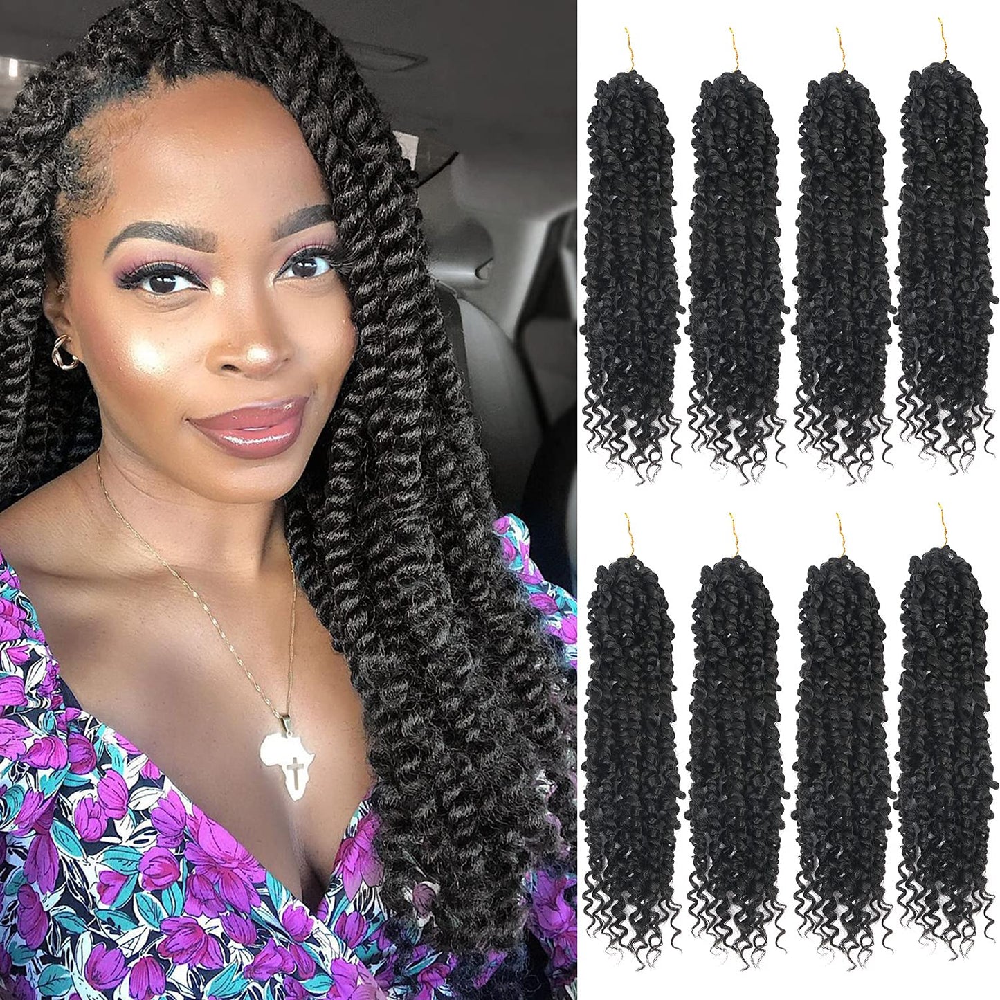 Passion Twist Hair 14 Inch Pre-Twisted Passion Twist Crochet Hair 8 Packs Crochet Hair Passion Twists, Passion Twists Hair Pre L