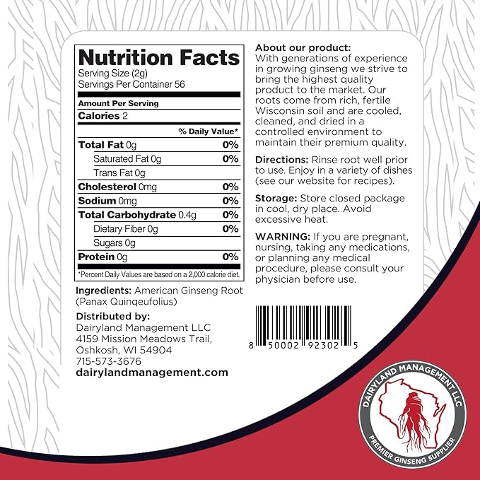 Dairyland American Ginseng Roots 4 oz and Capsules 75 ct Pack of Wisconsin Ginseng – Direct from Farmer to Consumer 西洋参