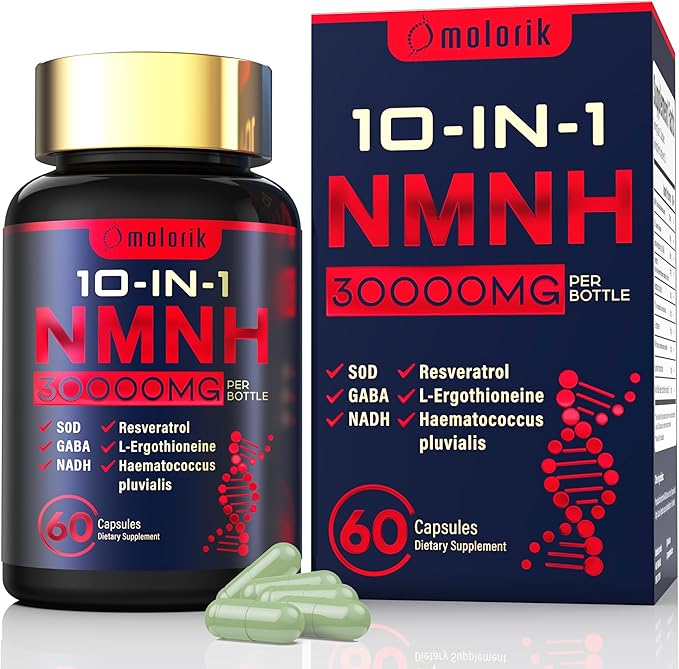 NMNH (Dihydronicotinamide Mononucleotide), 1000mg Per Serving NAD High Purity Supplement Alternative, Capsules Gluten Free, Non-GMO, for Anti-Aging, Energy, Focus - 054