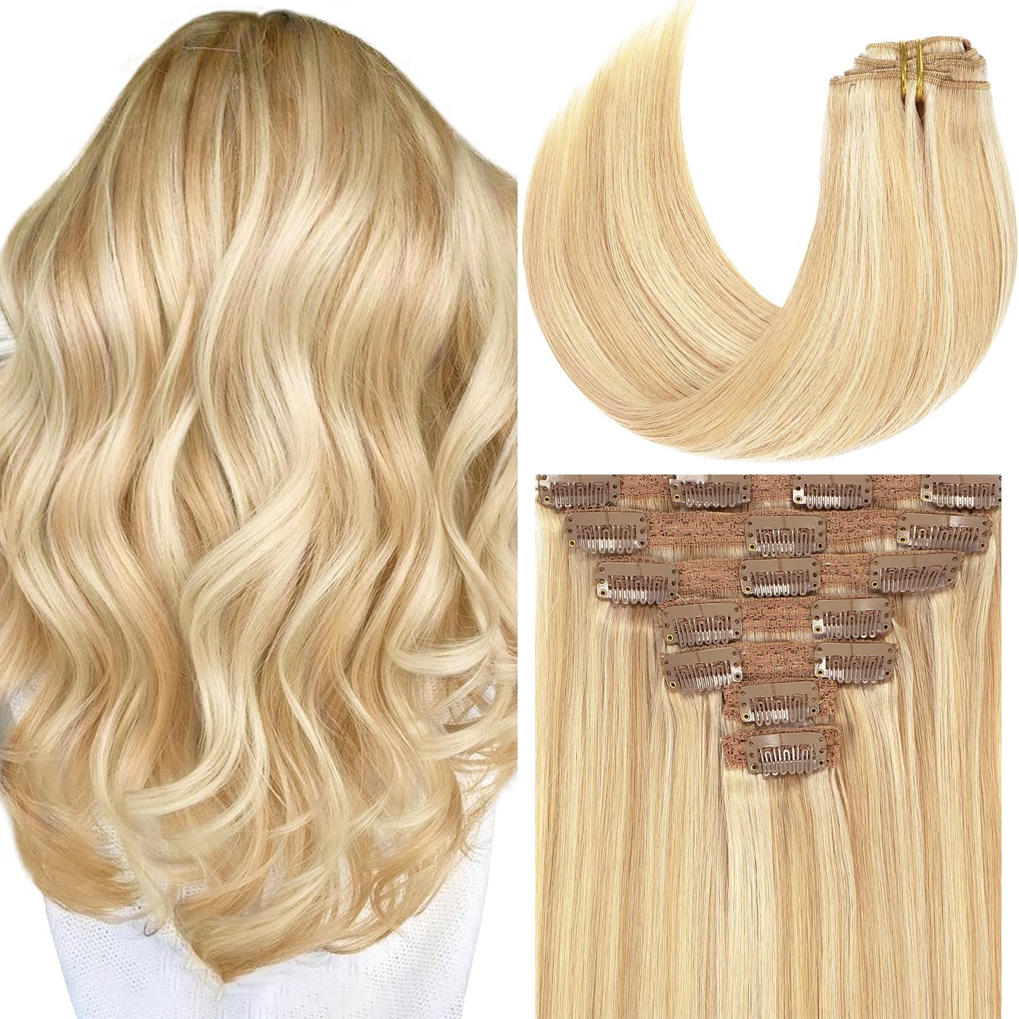 Loxxy 16Inch Clip In Hair Extensions Brown Real Human Hair Clip Ins Extensions Light Dark Brown Double Weft Straight Real Hair E