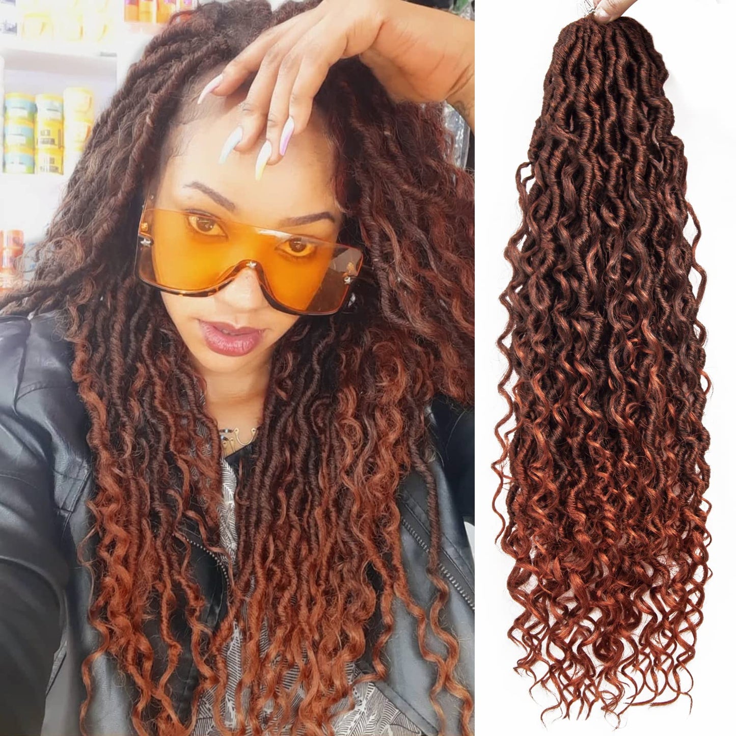 Goddess Locs Crochet Hair,26Inch 6Packs Curly Faux Locs Crochet Hair Hippie Locs Crochet Braids Long Crochet Goddess Faux Locs F