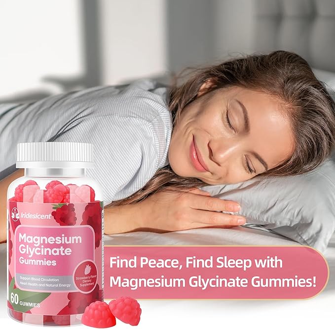 Magnesium Glycinate Gummies 400mg, Sugar Free Magnesium Supplement w/Ashwagandha, Zinc, Vegan Magnesium Glycinate Supplement for Adults - 120 Strawberry Gummies