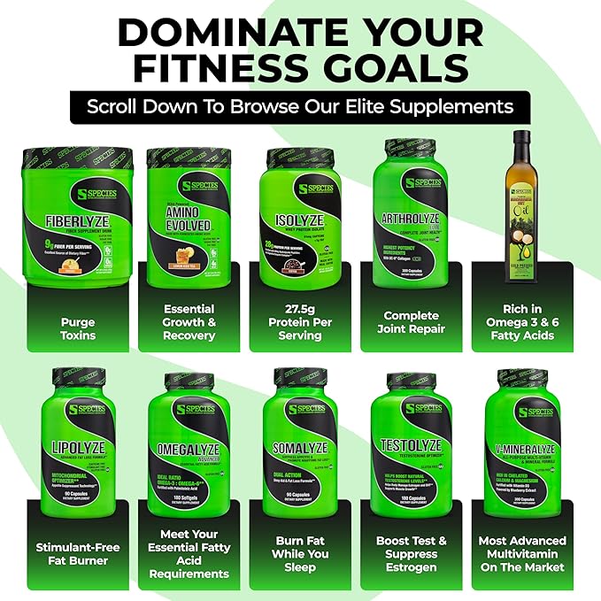 Species Nutrition Testolyze Natural Testosterone Booster, Made with 1250mg Tribulus, DIM, Indole 3 Carbinol, Saw Palmetto, T Booster, Supplement for Bodybuilding, Increased Libido 180 Caps
