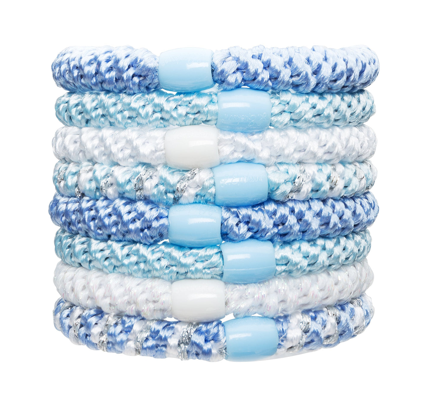 L. Erickson Grab & Go Pony - Caribbean - 8 Pack Ponytail Holder Hair Ties - Blue Mix