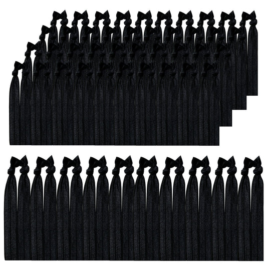 Syleia Hair Ties, Pack Of 100 Black, Elastic Band, Ponytail Holders, Stretchy, No-Damage, Metal-Free