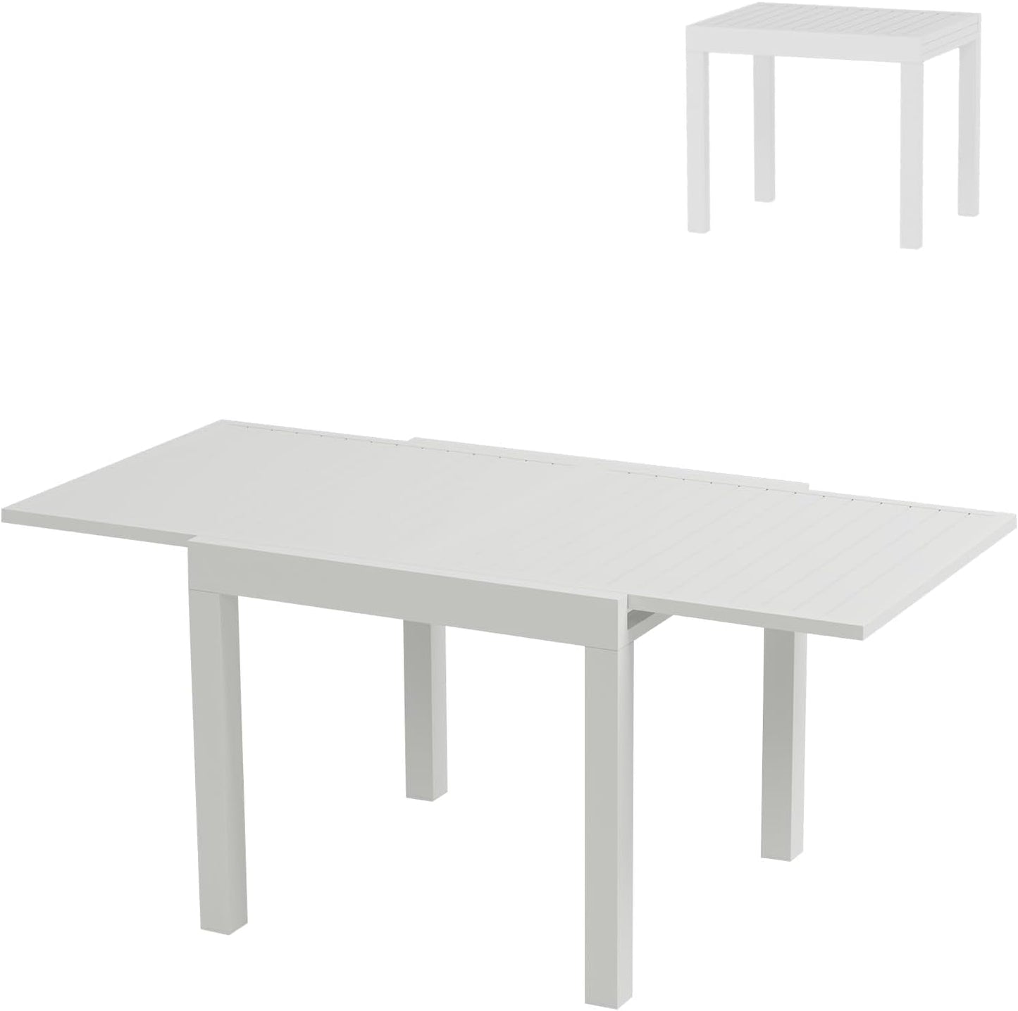 Expandable Aluminum 31"-63" Outdoor Dining Table Set for 4-6 People - Sleek Slatted Design for Patio, Garden & Deck - Durable & Weather-Resistant - Easy Care & Lightweight